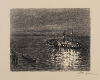 KG 09115
<br/>
Stoomboot bij avond op de Rijn bij Biberich
<br/>
<em>Storm van 's-Gravesande, Carel Nicolaas (1841-1924)</em>